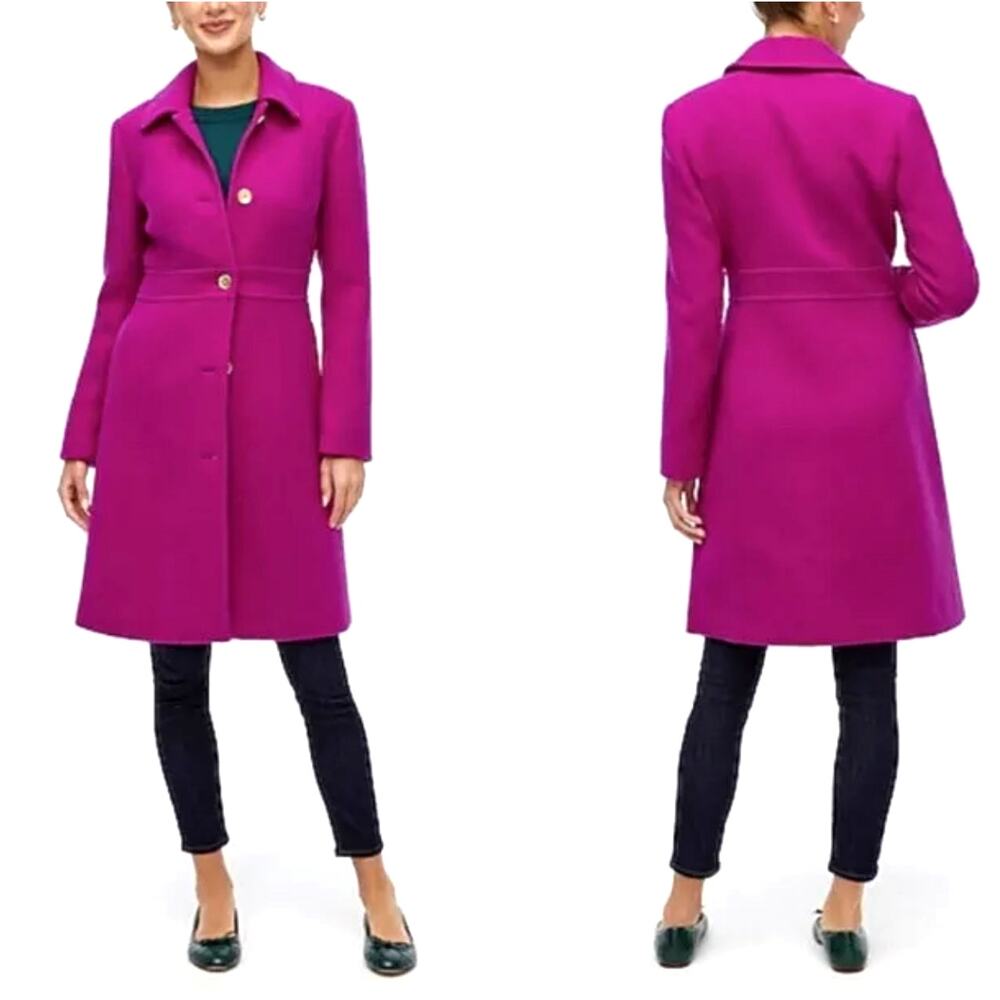 J Crew 6 Classic Lady Day Coat Italian Wool Blend Fitted Jacket Plum Purple EUC